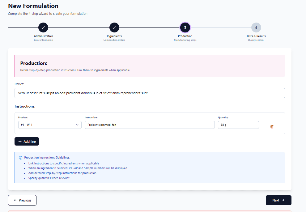 R&D Formulation Database screenshot 3