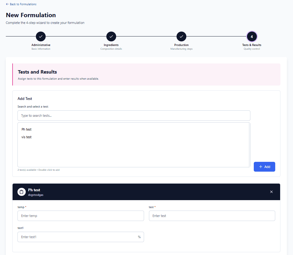 R&D Formulation Database screenshot 4