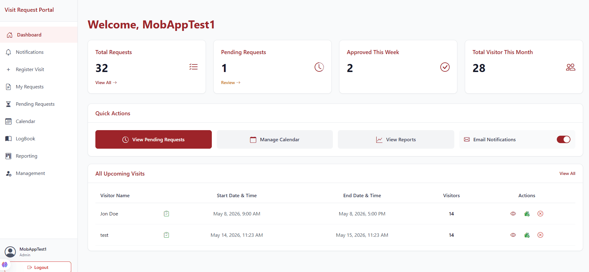 Visit Request Portal screenshot 2